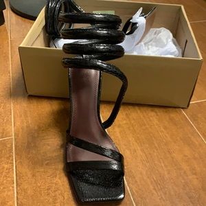 High heeled sandals - black snake